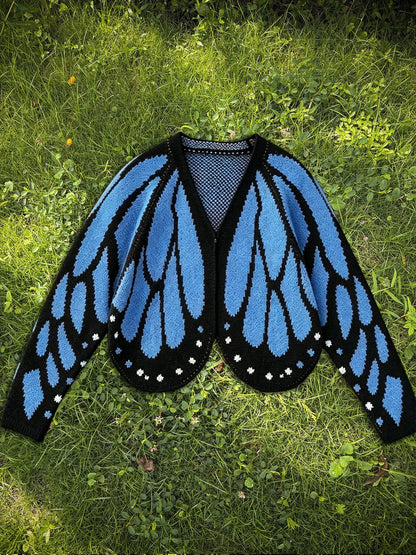 Women'S Trendy Butterfly Wings Knit Cardigan, Front Open V Neck, Bat Sleeve Short Design, Casual Fashion Knitwear Knit Coat for Vacation Parties