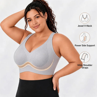 YONFIT Women'S Wireless Support Bra - Full Coverage Lift, Side Smoothing for Fuller Bust, Wide Straps, Breathable Seamless Comfort, Ideal for Work, No, Quick Dry, Everyday, Nylon Blend, Flexible Fit, Lounging, Plain