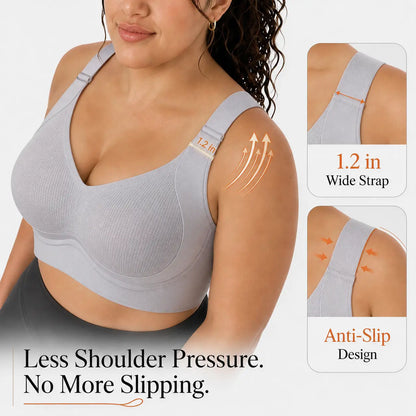 YONFIT Women'S Wireless Support Bra - Full Coverage Lift, Side Smoothing for Fuller Bust, Wide Straps, Breathable Seamless Comfort, Ideal for Work, No, Quick Dry, Everyday, Nylon Blend, Flexible Fit, Lounging, Plain