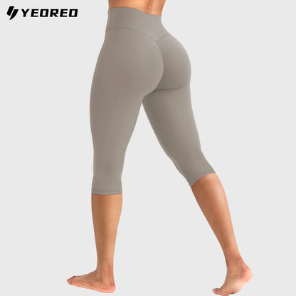 YEOREO Women's Workout Capri Leggings  15"/17"/19" Inseam No Front Seam High Waisted Scrunch Yoga Pants
