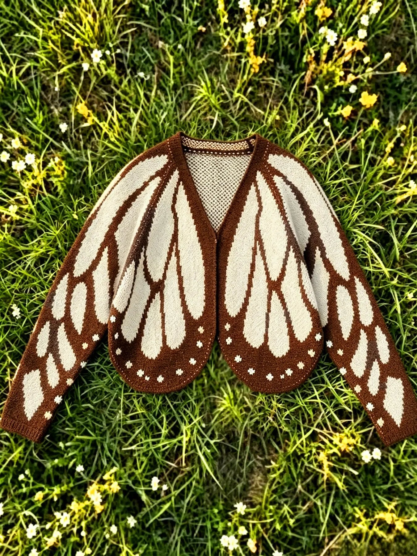Women'S Trendy Butterfly Wings Knit Cardigan, Front Open V Neck, Bat Sleeve Short Design, Casual Fashion Knitwear Knit Coat for Vacation Parties