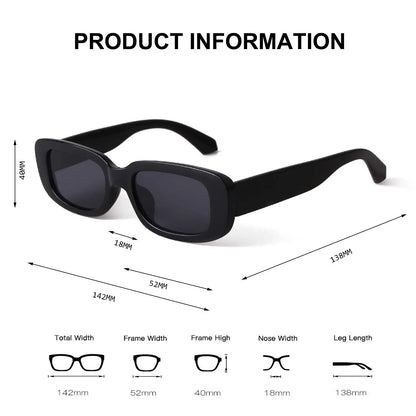 Rectangle Sunglasses for Women Retro Driving Glasses - 90S Vintage Narrow Square Frame - Aesthetic Fashion Eyewear for Streetwear & Travel