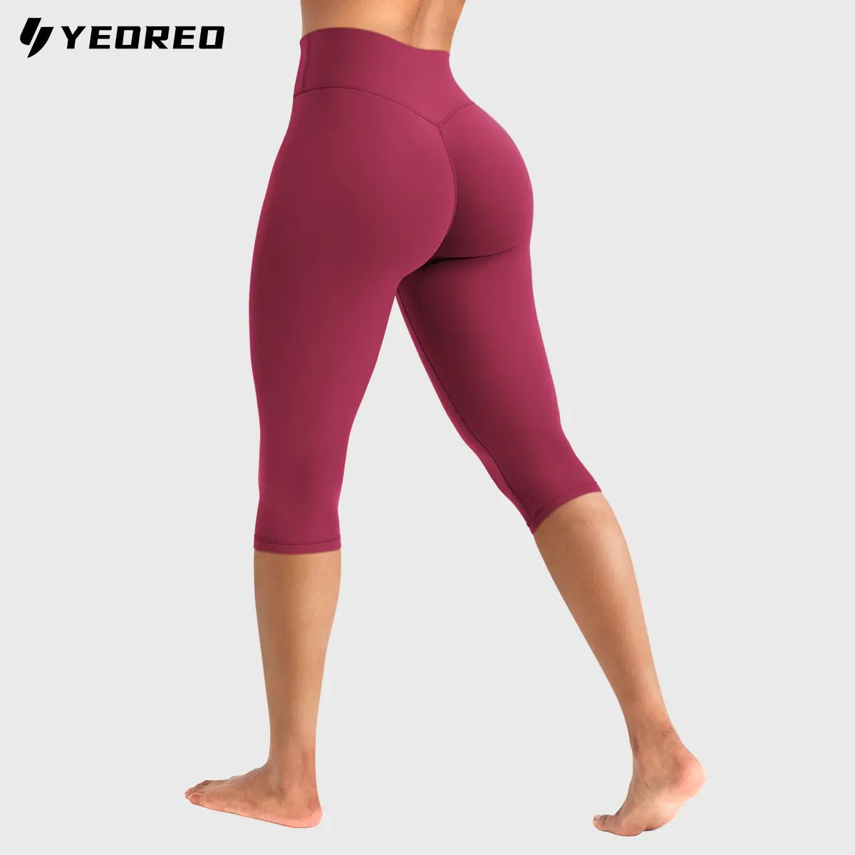 YEOREO Women's Workout Capri Leggings  15"/17"/19" Inseam No Front Seam High Waisted Scrunch Yoga Pants
