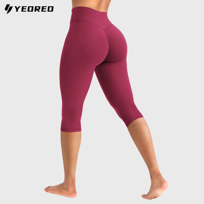 YEOREO Women's Workout Capri Leggings  15"/17"/19" Inseam No Front Seam High Waisted Scrunch Yoga Pants