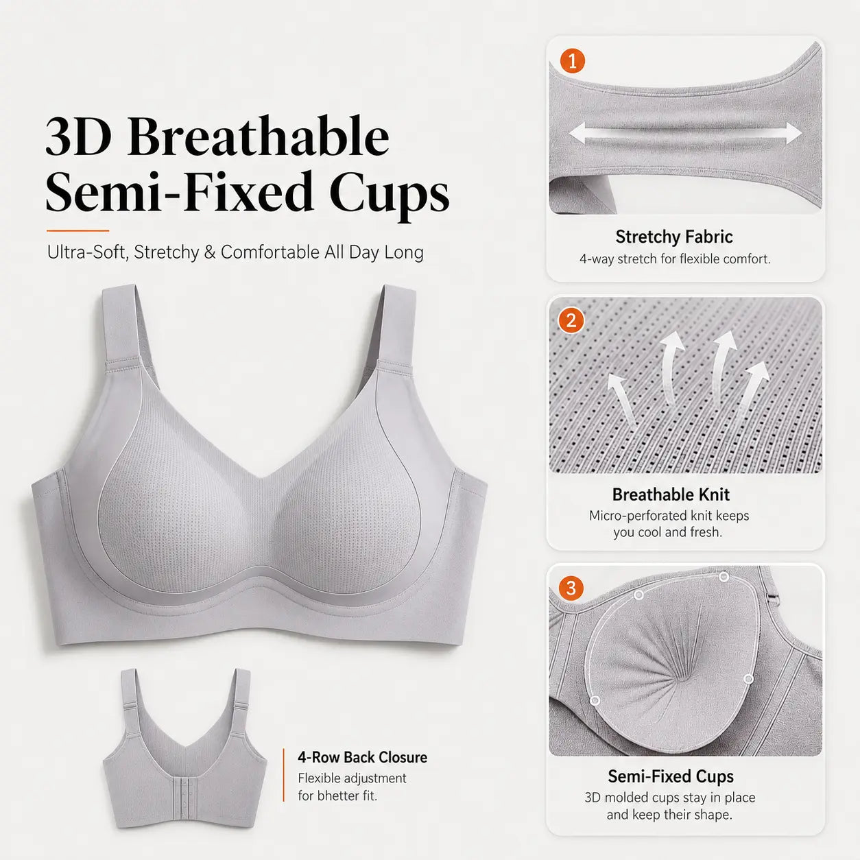 YONFIT Women'S Wireless Support Bra - Full Coverage Lift, Side Smoothing for Fuller Bust, Wide Straps, Breathable Seamless Comfort, Ideal for Work, No, Quick Dry, Everyday, Nylon Blend, Flexible Fit, Lounging, Plain