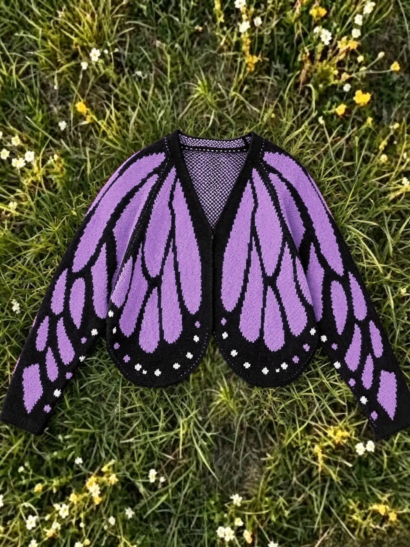 Women'S Trendy Butterfly Wings Knit Cardigan, Front Open V Neck, Bat Sleeve Short Design, Casual Fashion Knitwear Knit Coat for Vacation Parties