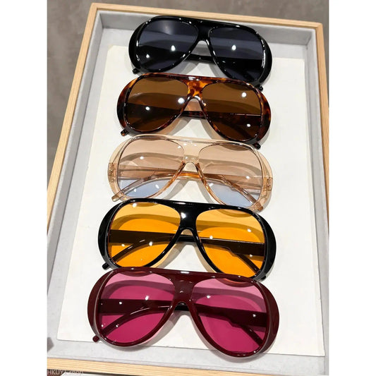 5 Pairs Y2K Oversized Vintage Sunglasses for Women, Trendy Street Style Shades, Retro Fashion Eyewear, Perfect for Casual Wear, Travel, Vacation, Summer Accessories, UV Protection, Fashionable Sunglasses Set