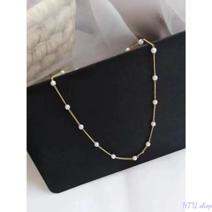 Faux Pearl Decorated Fashion Necklace as Gifts for Girlfriend, Elegant Beaded Necklace, Fall/Summer Women Elegant Chain Necklace Jewelry for Party, Daily Clothing Decor, Women Accessories