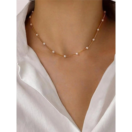 Faux Pearl Decorated Fashion Necklace as Gifts for Girlfriend, Elegant Beaded Necklace, Fall/Summer Women Elegant Chain Necklace Jewelry for Party, Daily Clothing Decor, Women Accessories