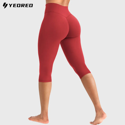 YEOREO Women's Workout Capri Leggings  15"/17"/19" Inseam No Front Seam High Waisted Scrunch Yoga Pants