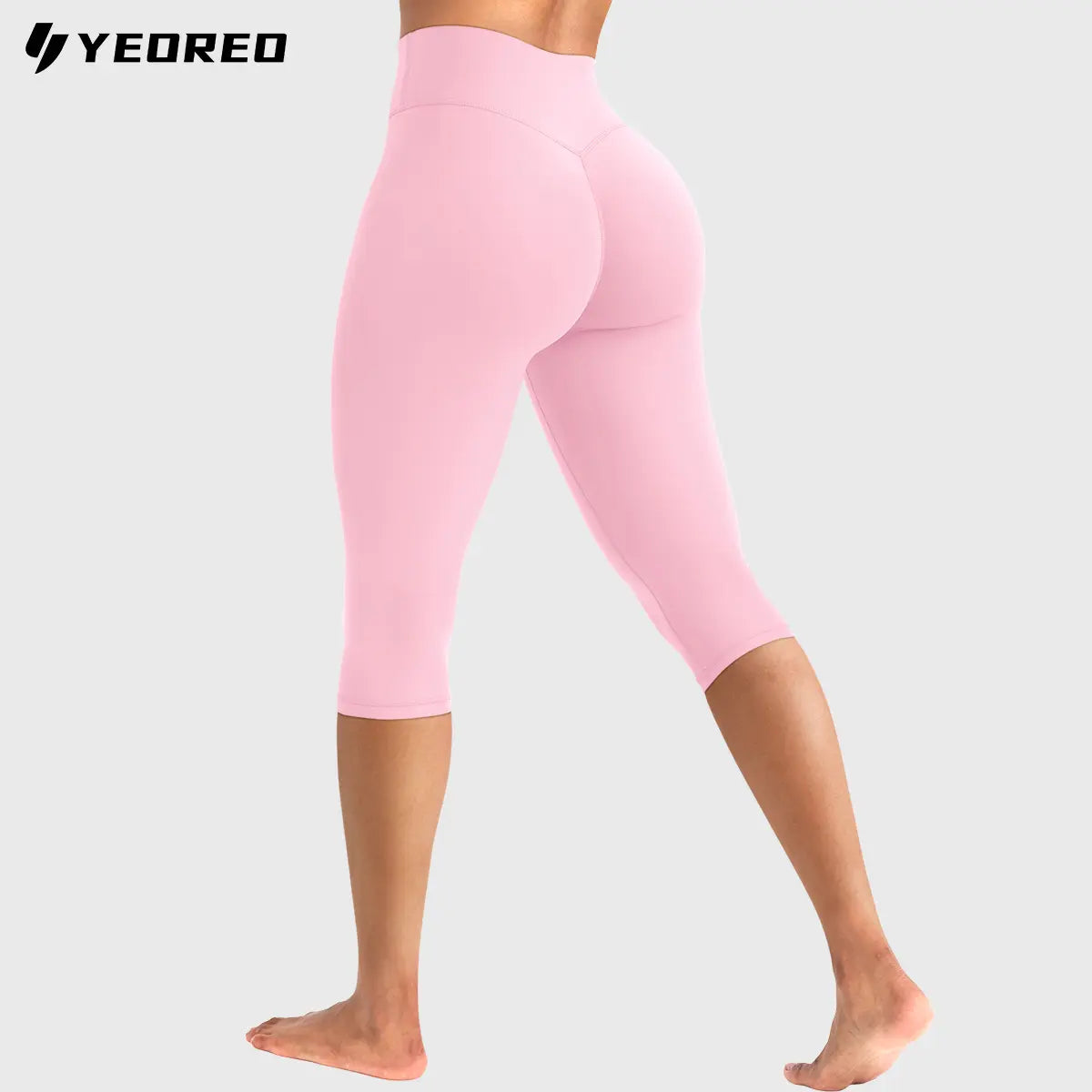 YEOREO Women's Workout Capri Leggings  15"/17"/19" Inseam No Front Seam High Waisted Scrunch Yoga Pants