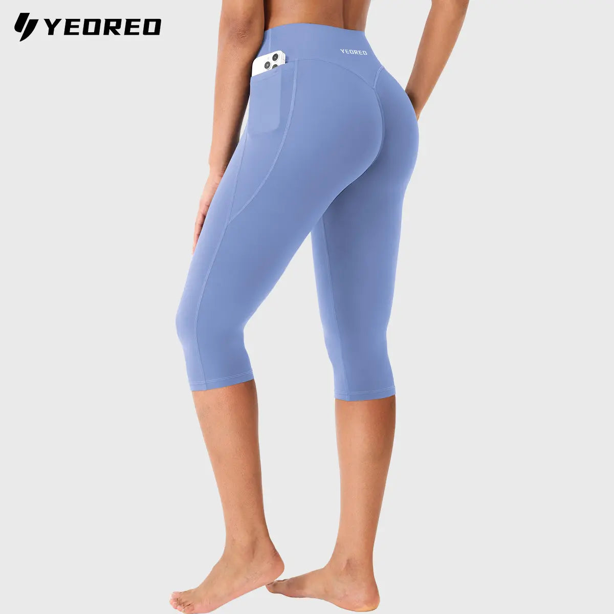 YEOREO Women's Workout Capri Leggings  15"/17"/19" Inseam No Front Seam High Waisted Scrunch Yoga Pants