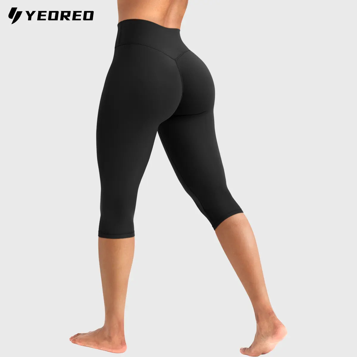 YEOREO Women's Workout Capri Leggings  15"/17"/19" Inseam No Front Seam High Waisted Scrunch Yoga Pants