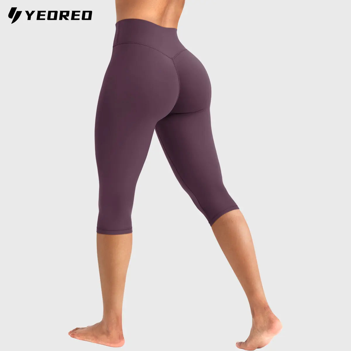 YEOREO Women's Workout Capri Leggings  15"/17"/19" Inseam No Front Seam High Waisted Scrunch Yoga Pants