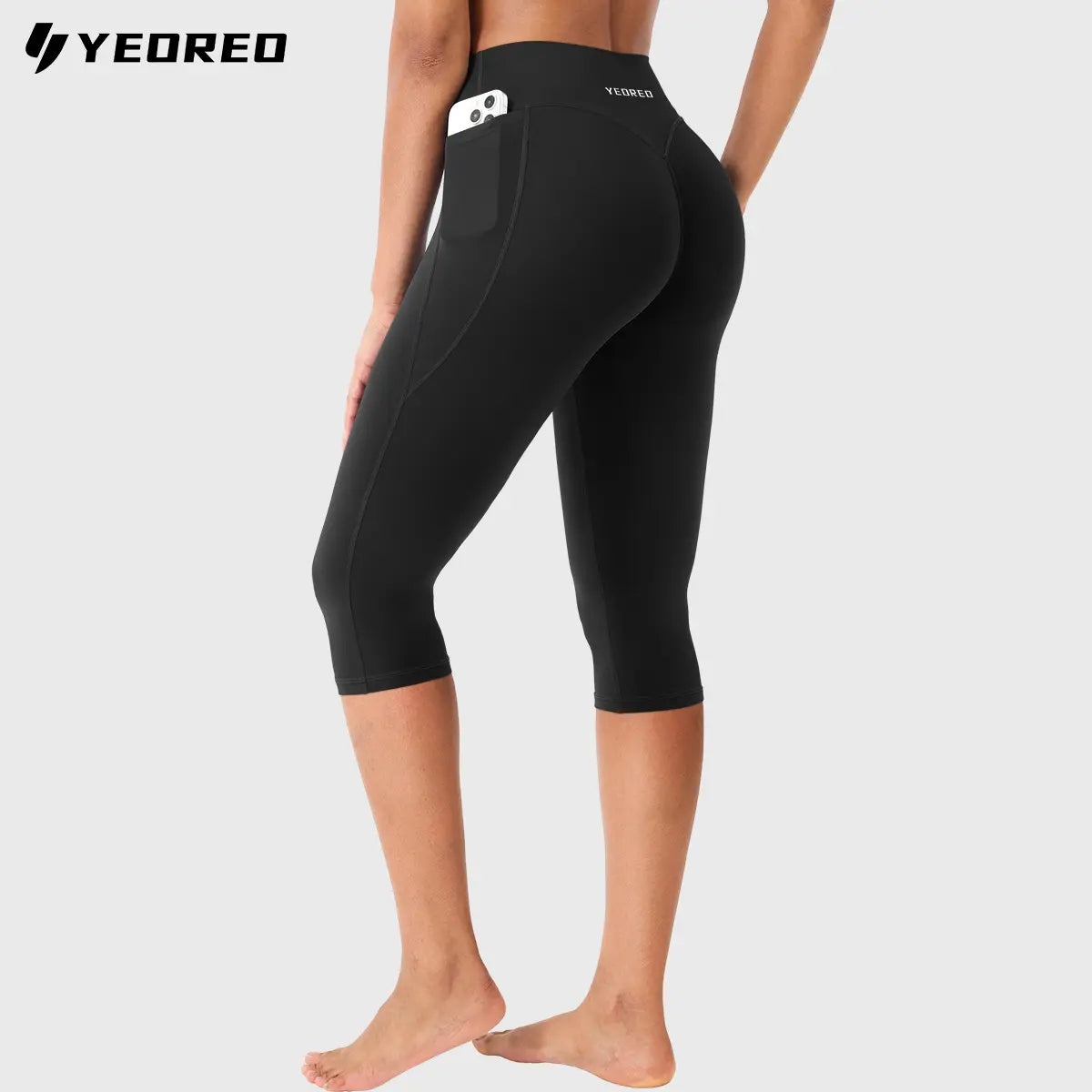 YEOREO Women's Workout Capri Leggings  15"/17"/19" Inseam No Front Seam High Waisted Scrunch Yoga Pants