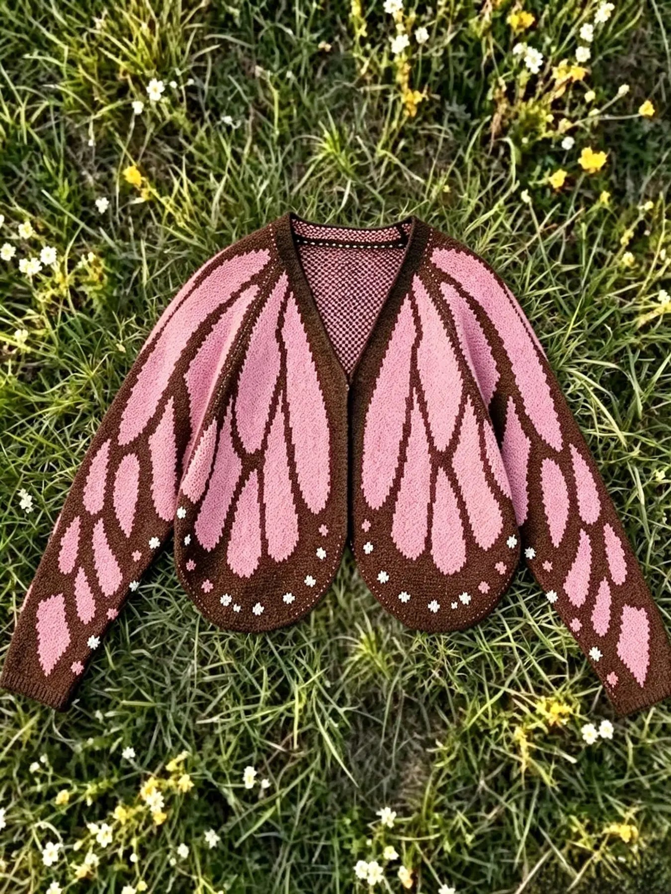 Women'S Trendy Butterfly Wings Knit Cardigan, Front Open V Neck, Bat Sleeve Short Design, Casual Fashion Knitwear Knit Coat for Vacation Parties