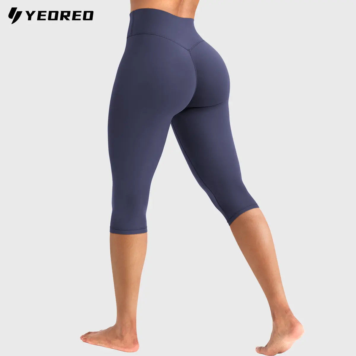 YEOREO Women's Workout Capri Leggings  15"/17"/19" Inseam No Front Seam High Waisted Scrunch Yoga Pants